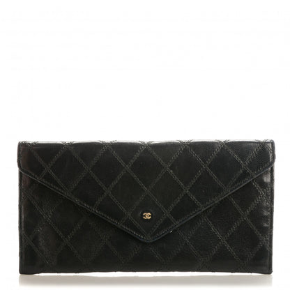 Chanel Lambskin Diamond Stitched Long Flap Wallet Black 1 of 8