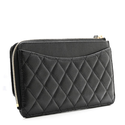 Chanel Caviar Quilted Flap Zip Pouch Black 3 of 8