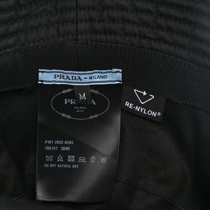 Prada Re-Nylon Metal Triangle Logo Womens Bucket Hat M Black 7 of 10
