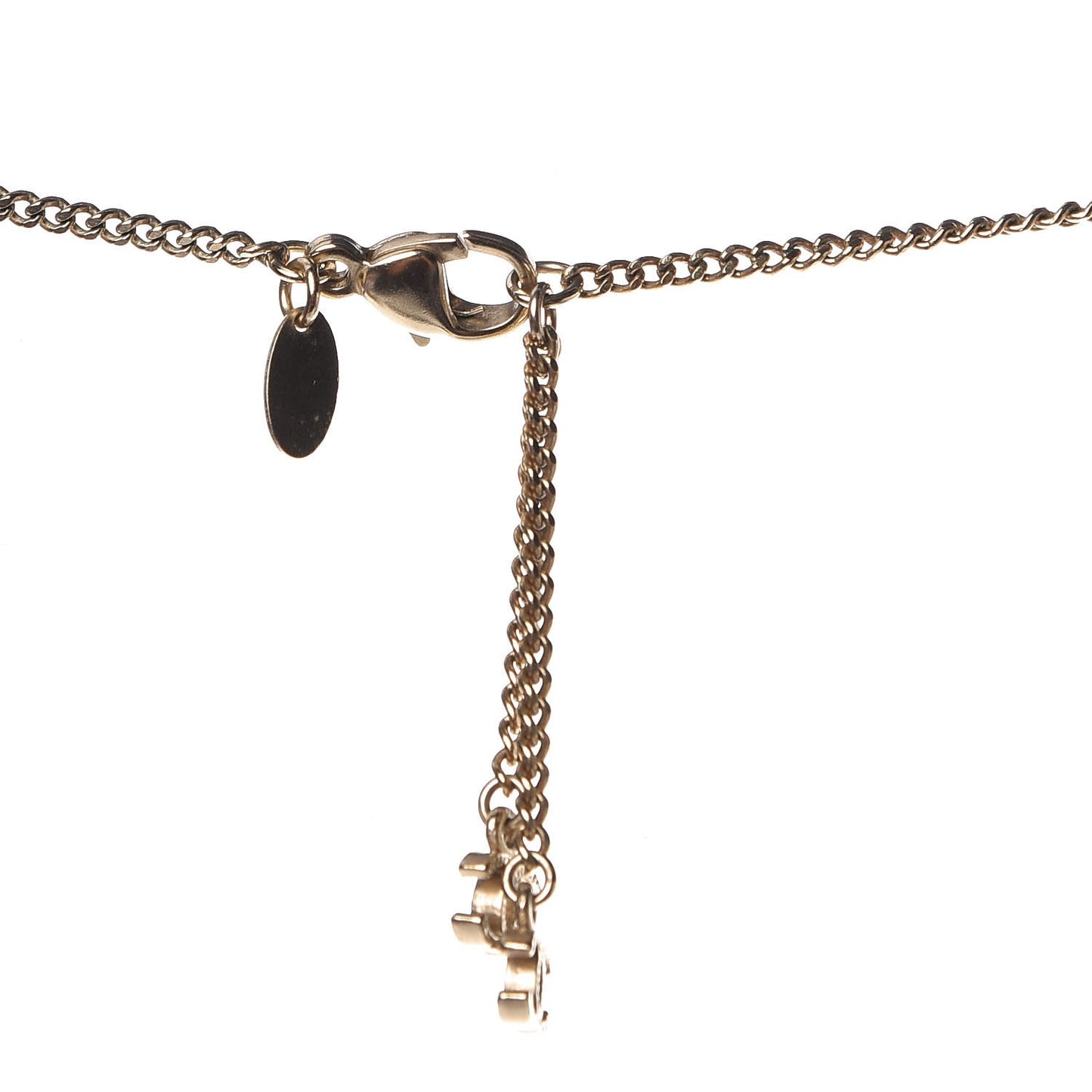 Crystal Enamel CC Necklace Light Gold