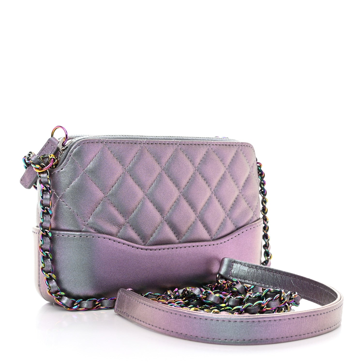 Chanel Iridescent Lambskin Calfskin Quilted Small Gabrielle Clutch With Chain Light Purple 3 of 13