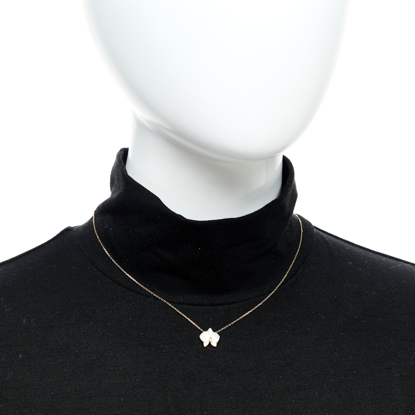 18K Yellow Gold Mother Of Pearl Diamond Caresse D'Orchidees Par Cartier Necklace