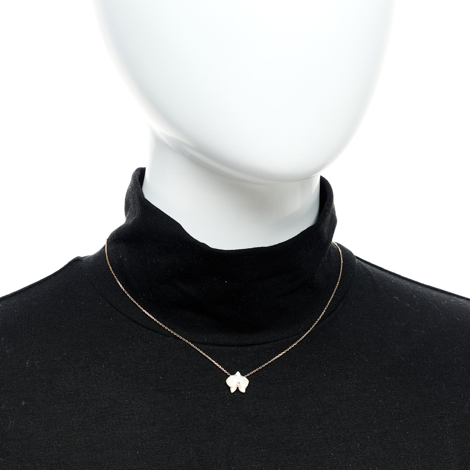 Cartier 18K Yellow Gold Mother Of Pearl Diamond Caresse D'Orchidees Par Cartier Necklace 2 of 6