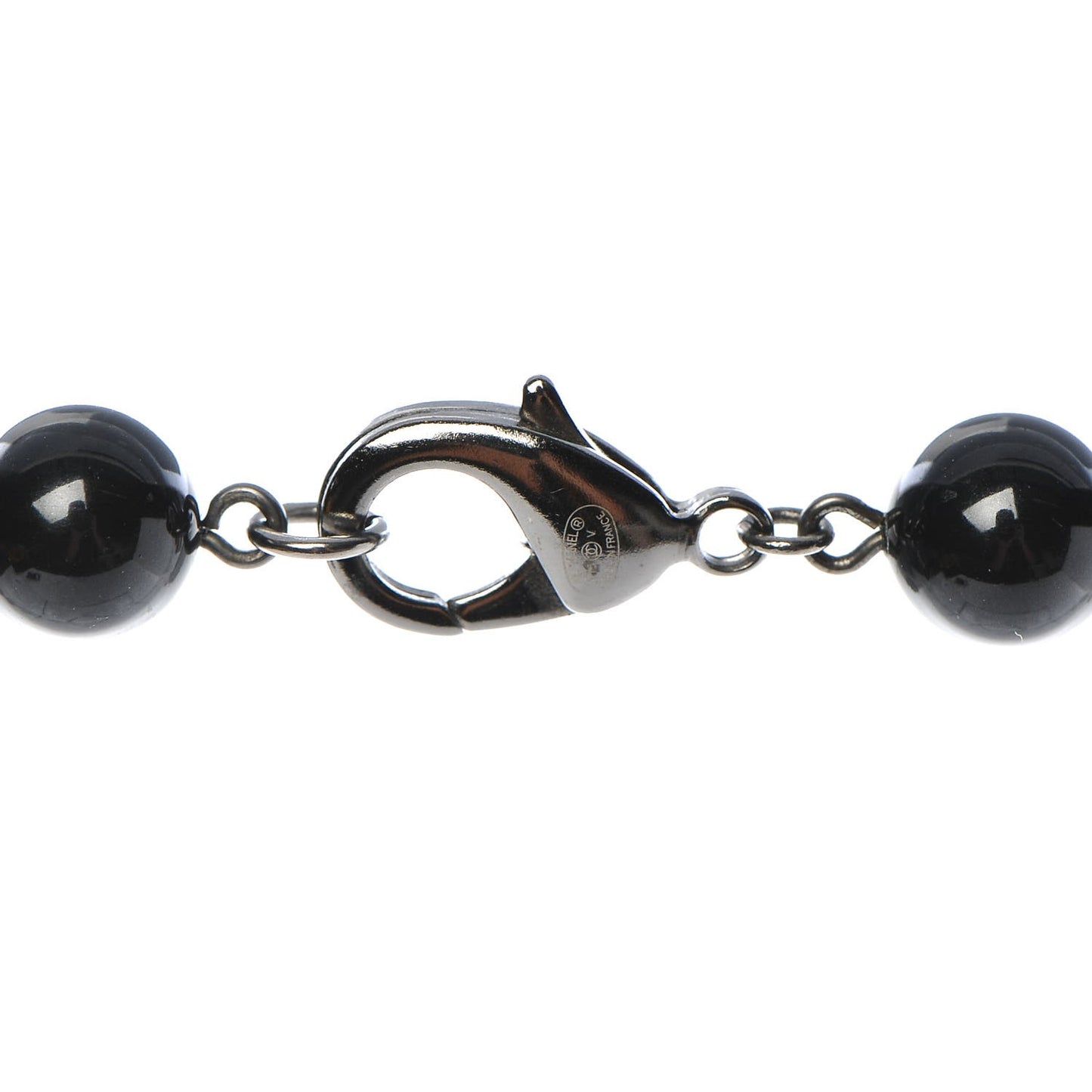 Ruthenium Beaded CC Long Necklace Black