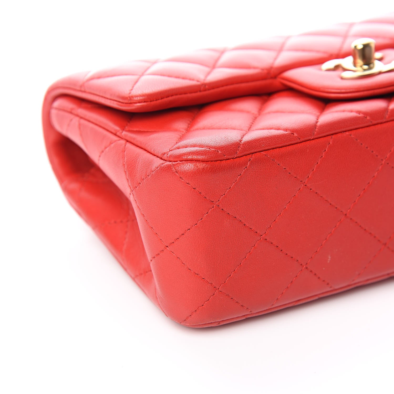 Chanel Lambskin Quilted Mini Rectangular Flap Red 8 of 10