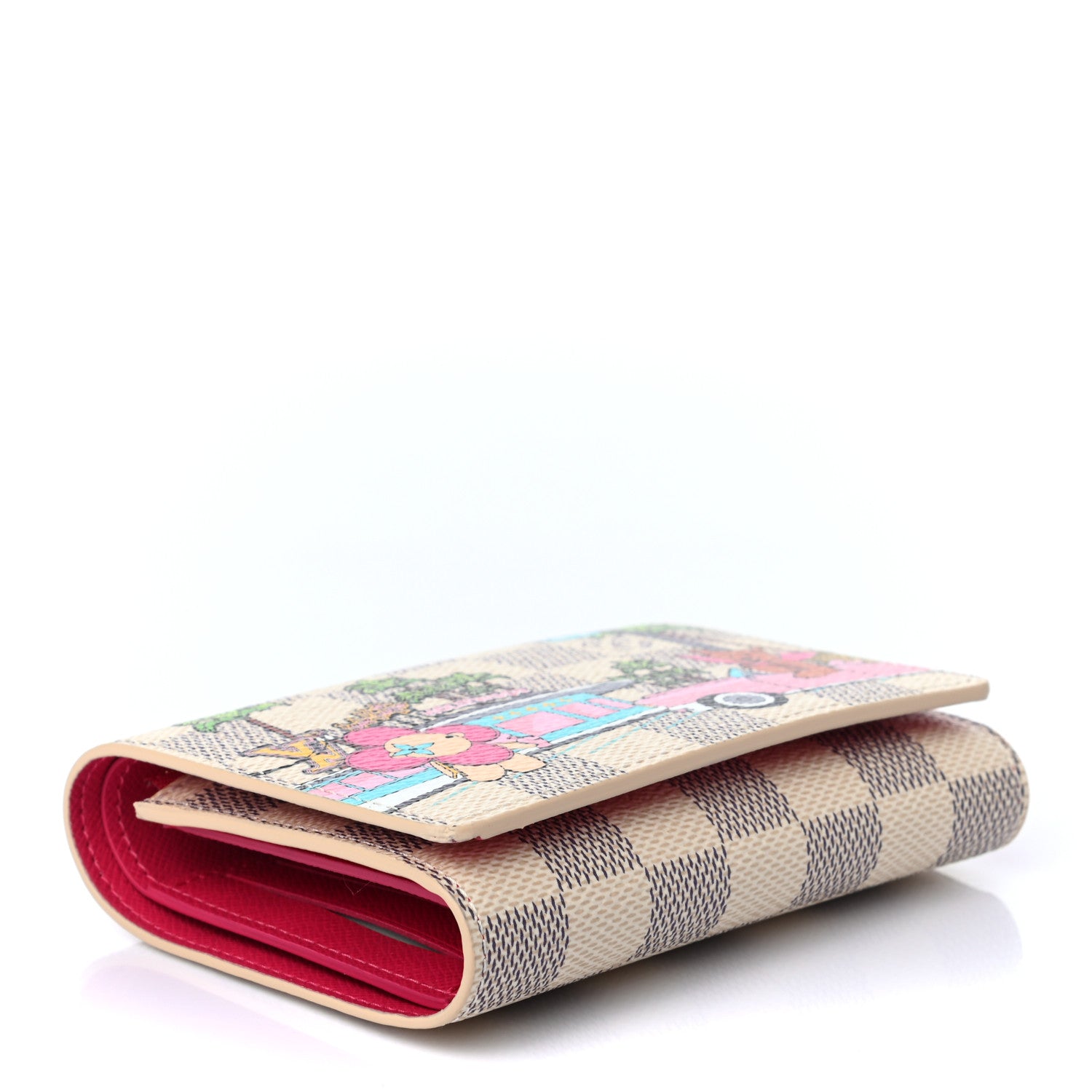Louis Vuitton Damier Azur 2021 Christmas Animation Hollywood Victorine Wallet Fuchsia 4 of 6
