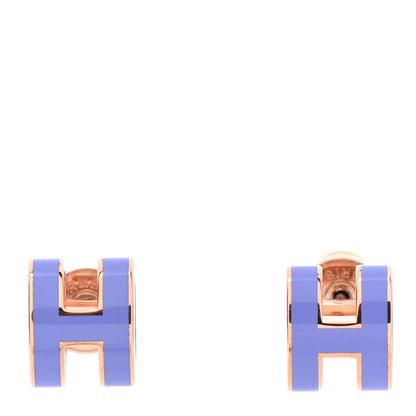Hermes Rose Gold Lacquered Mini Pop H Earrings Lilac 1 of 5