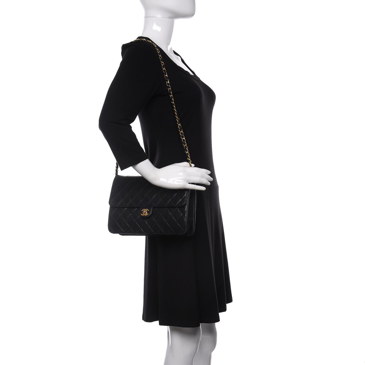 Lambskin Quilted Small Single Flap Bag Black