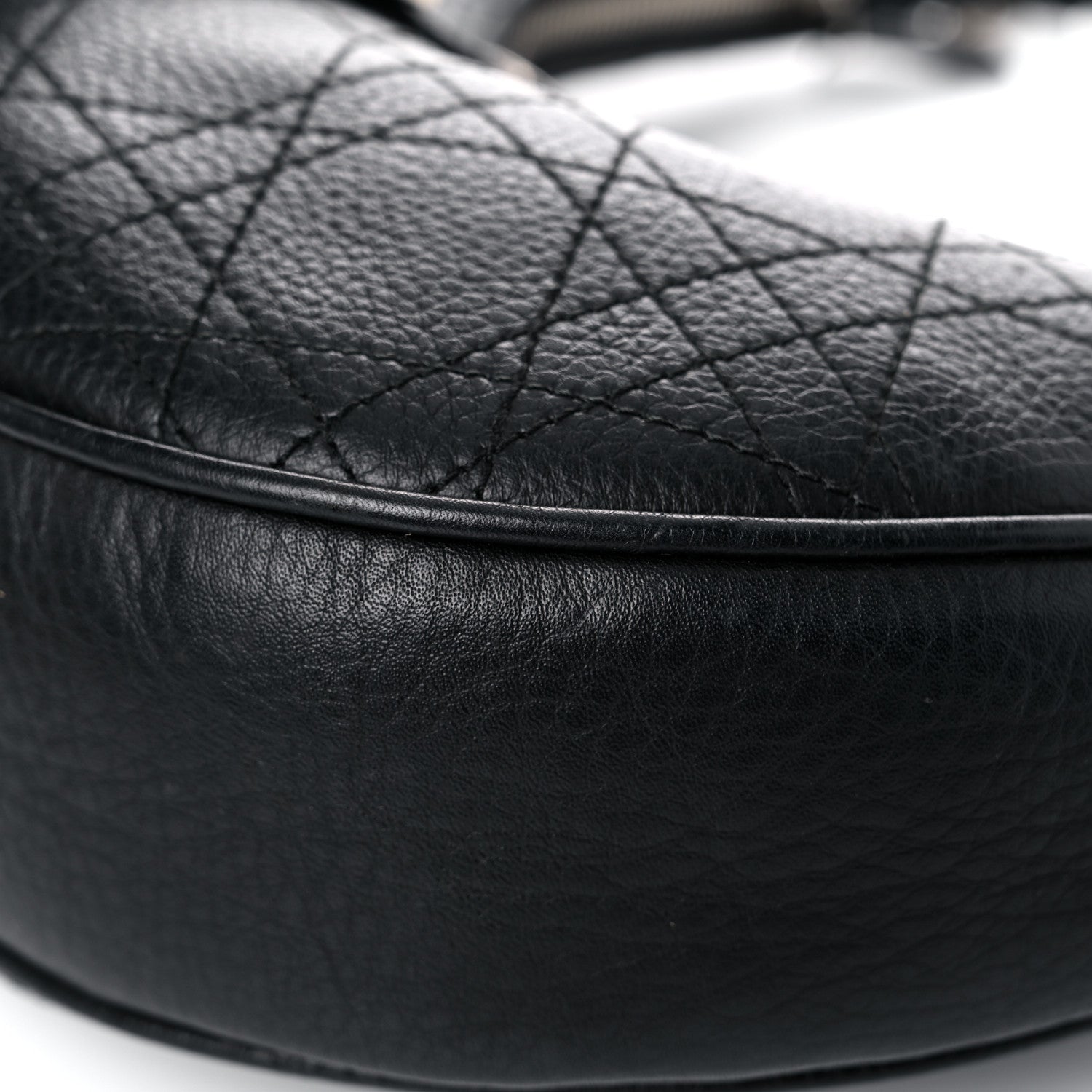 Christian Dior Grained Calfskin Cannage Hobo Black 8 of 24