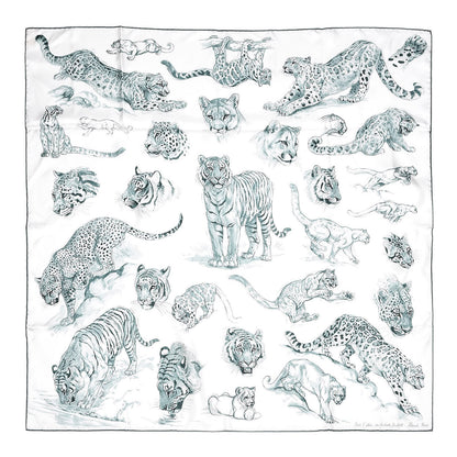 Hermes Silk Dans L' Atelier De Robert Scarf 90 White Vert Amande Vert 1 of 6