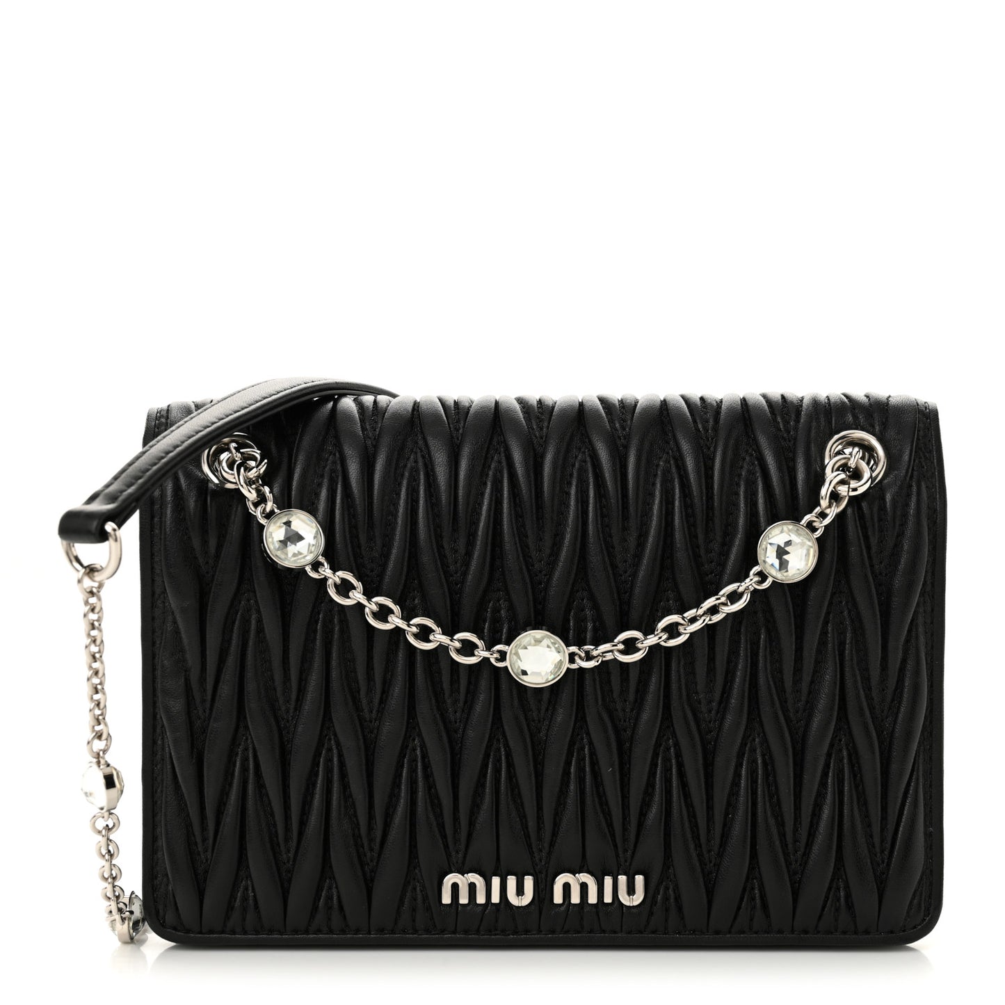 Nappa Matelasse Crystal Mini Chain Bag Black