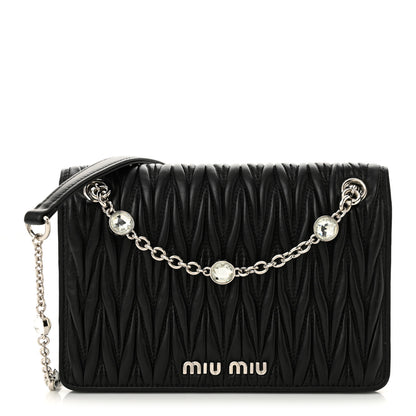 Miu Miu Nappa Matelasse Crystal Mini Chain Bag Black 1 of 11