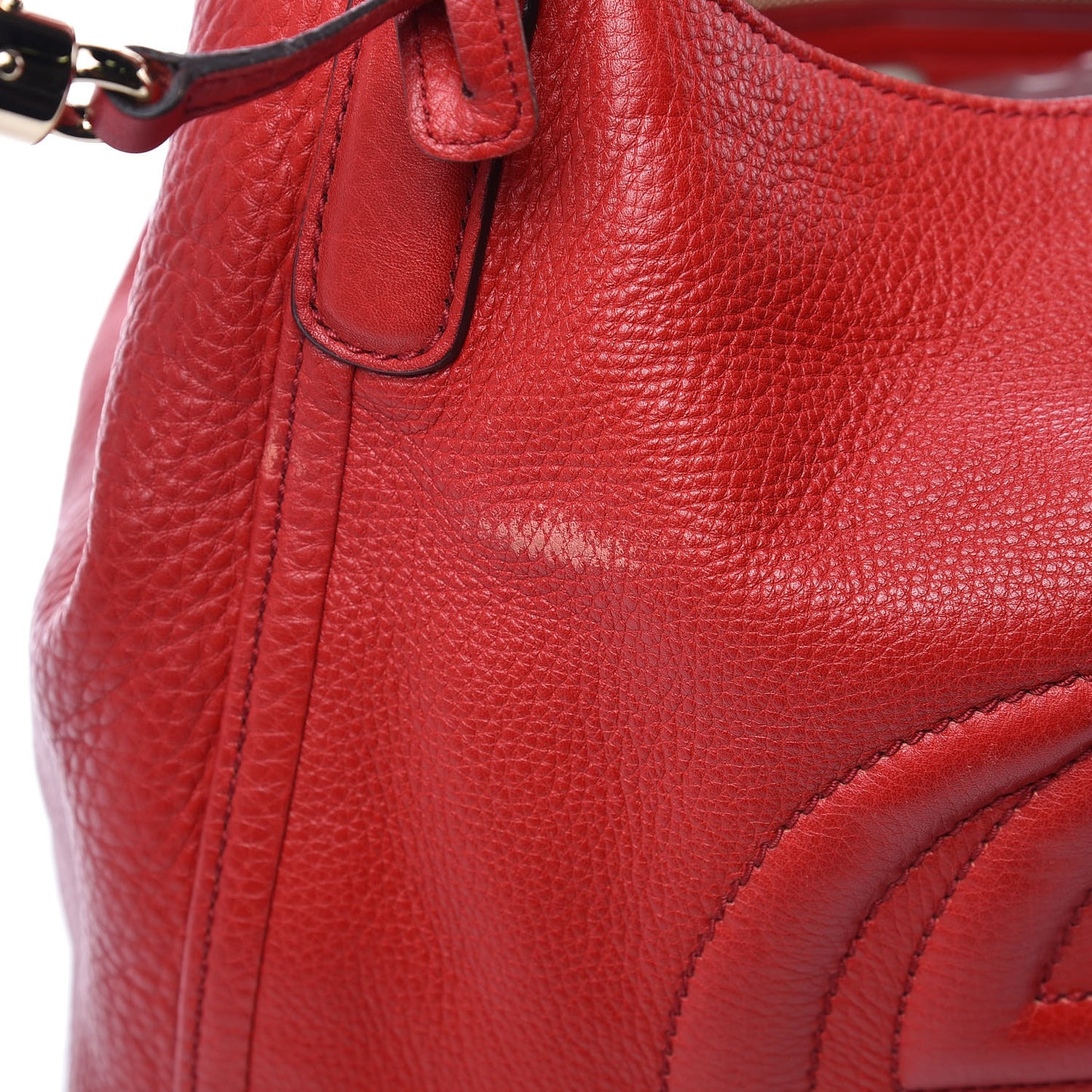 Pebbled Calfskin Medium Soho Shoulder Bag Tabasco Red