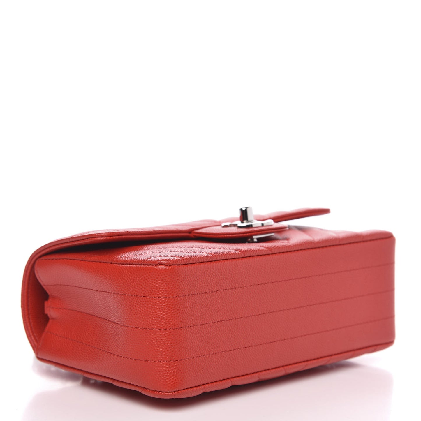 Caviar Chevron Quilted Mini Rectangular Flap Red