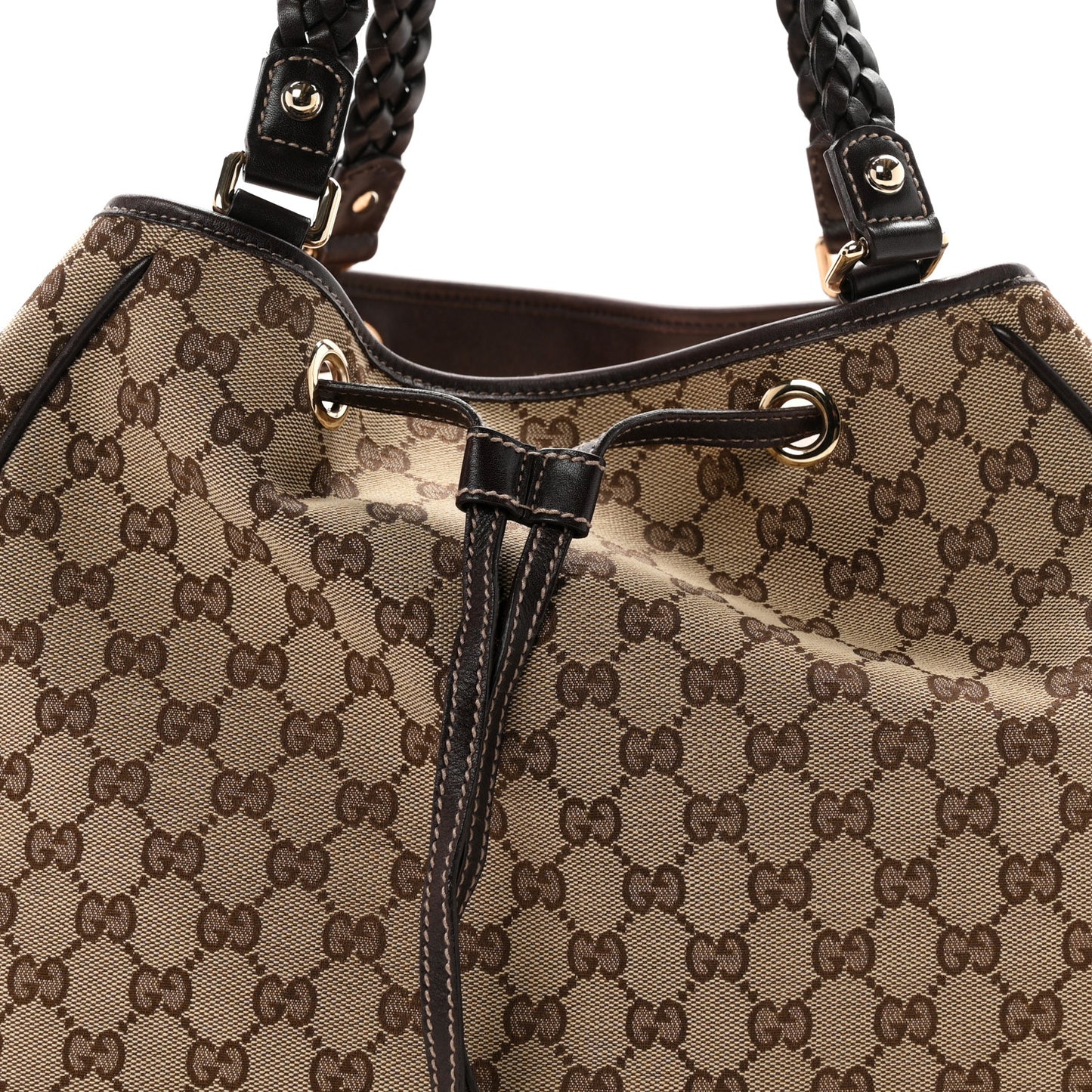 Monogram Peggy Braided Tote Dark Brown