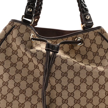 Gucci Monogram Peggy Braided Tote Dark Brown 8 of 10