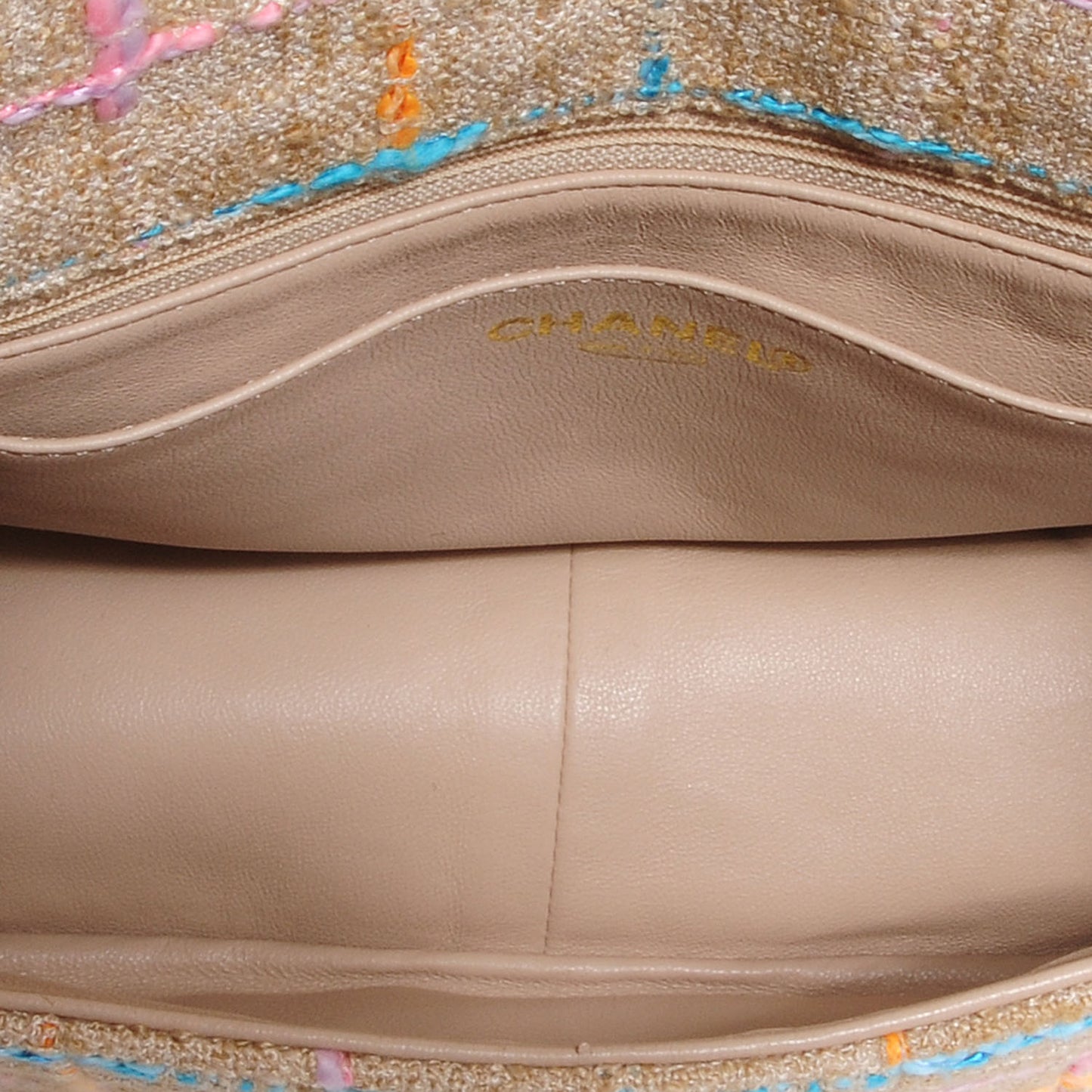 Tweed Mademoiselle Turn Lock Crossbody Bag Beige