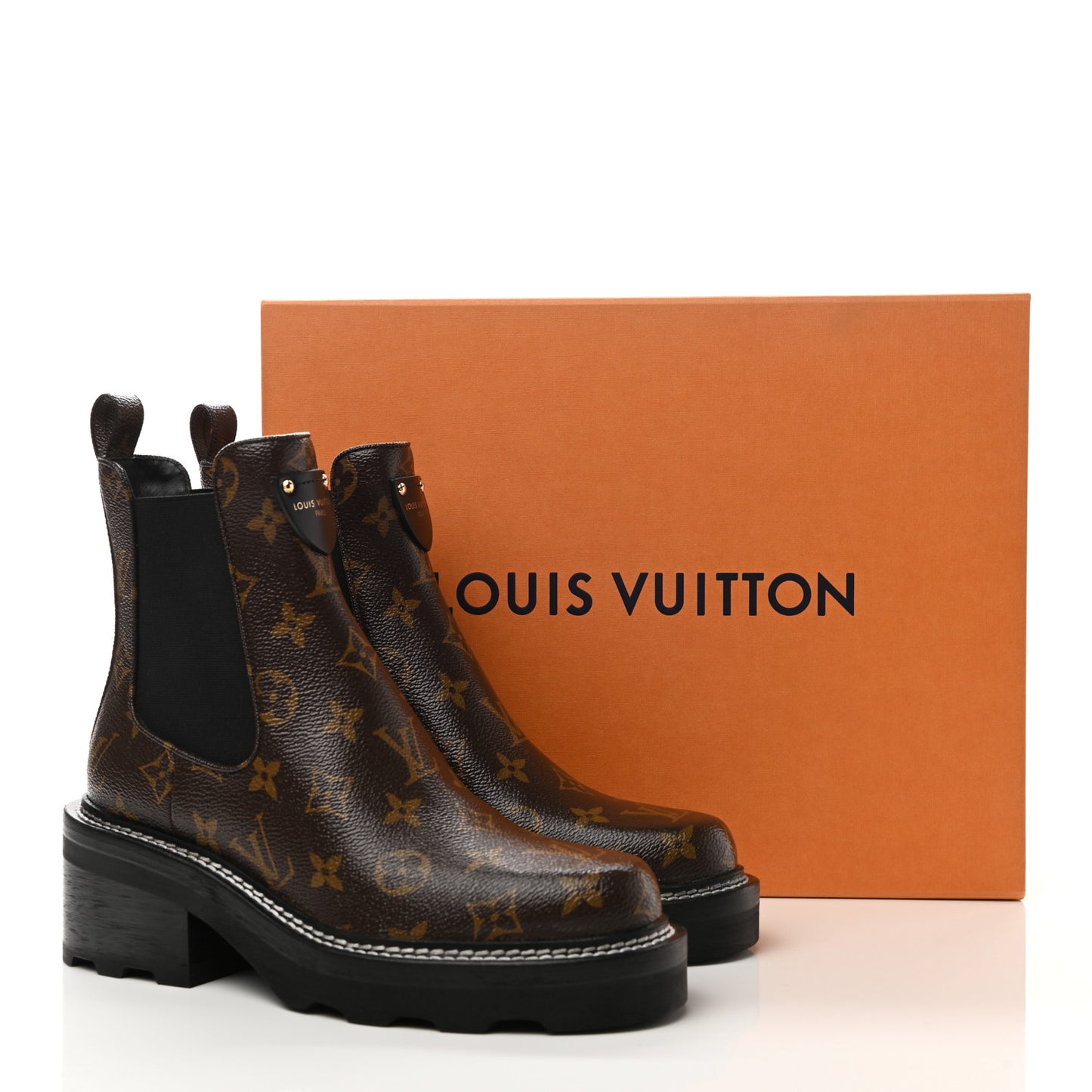 Patent Monogram LV Beaubourg Ankle Boots 37.5 Black