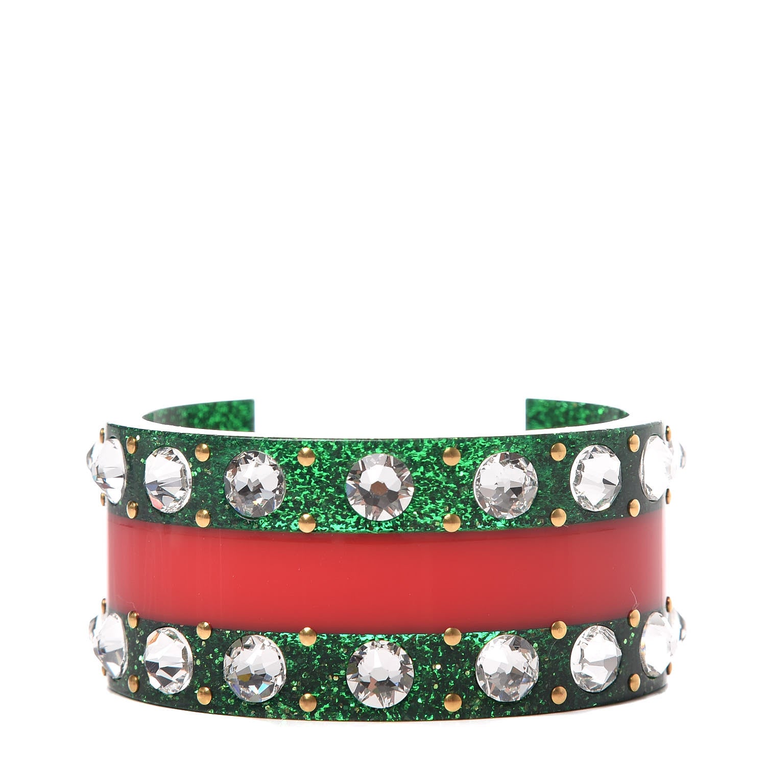 Gucci Crystal Web Cuff 16 Green Red 1 of 5
