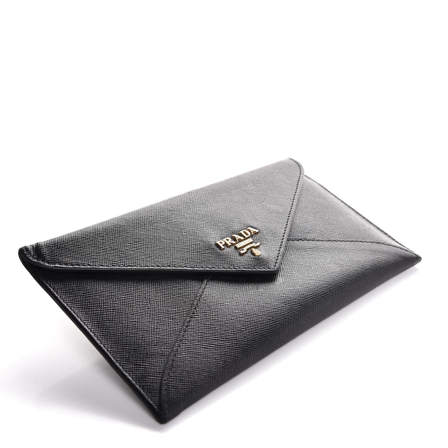 Prada Saffiano Metal Envelope Wallet Black 4 of 7