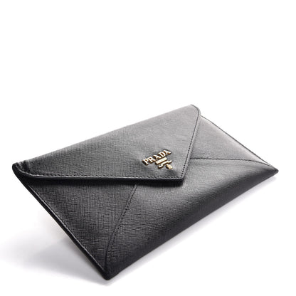 Prada Saffiano Metal Envelope Wallet Black 4 of 7