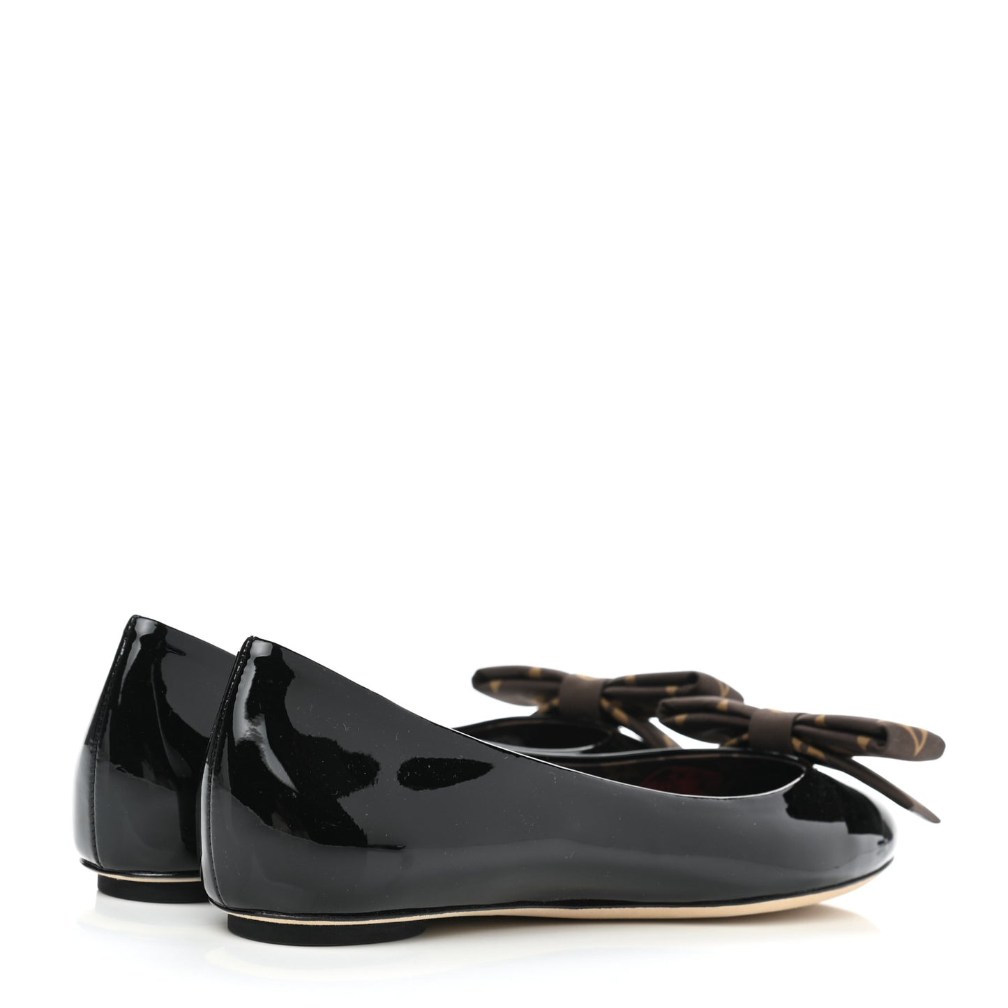 Patent Monogram Nylon Bow Popi Ballerina Flats 35 Black