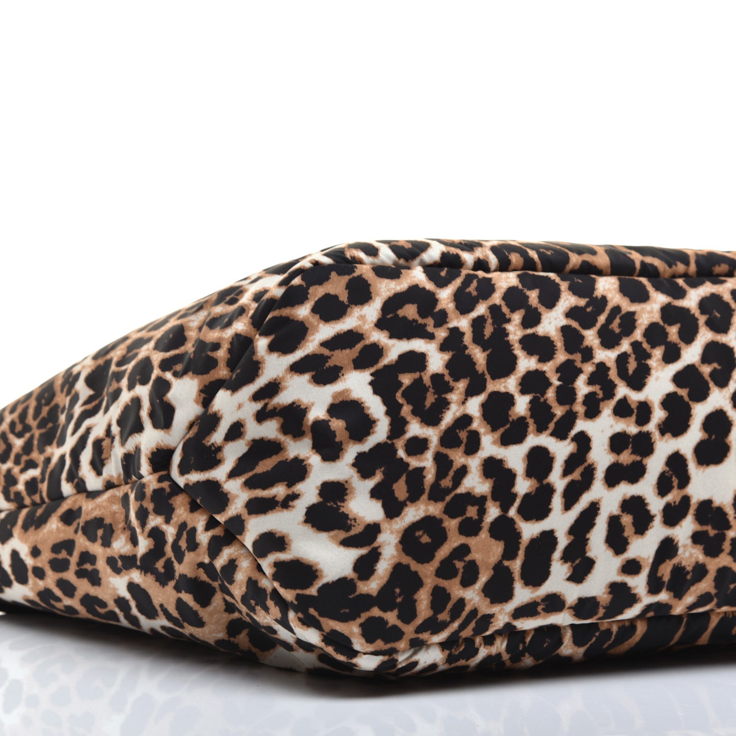 Tessuto Nylon Leopard Print Shopping Tote Avorio