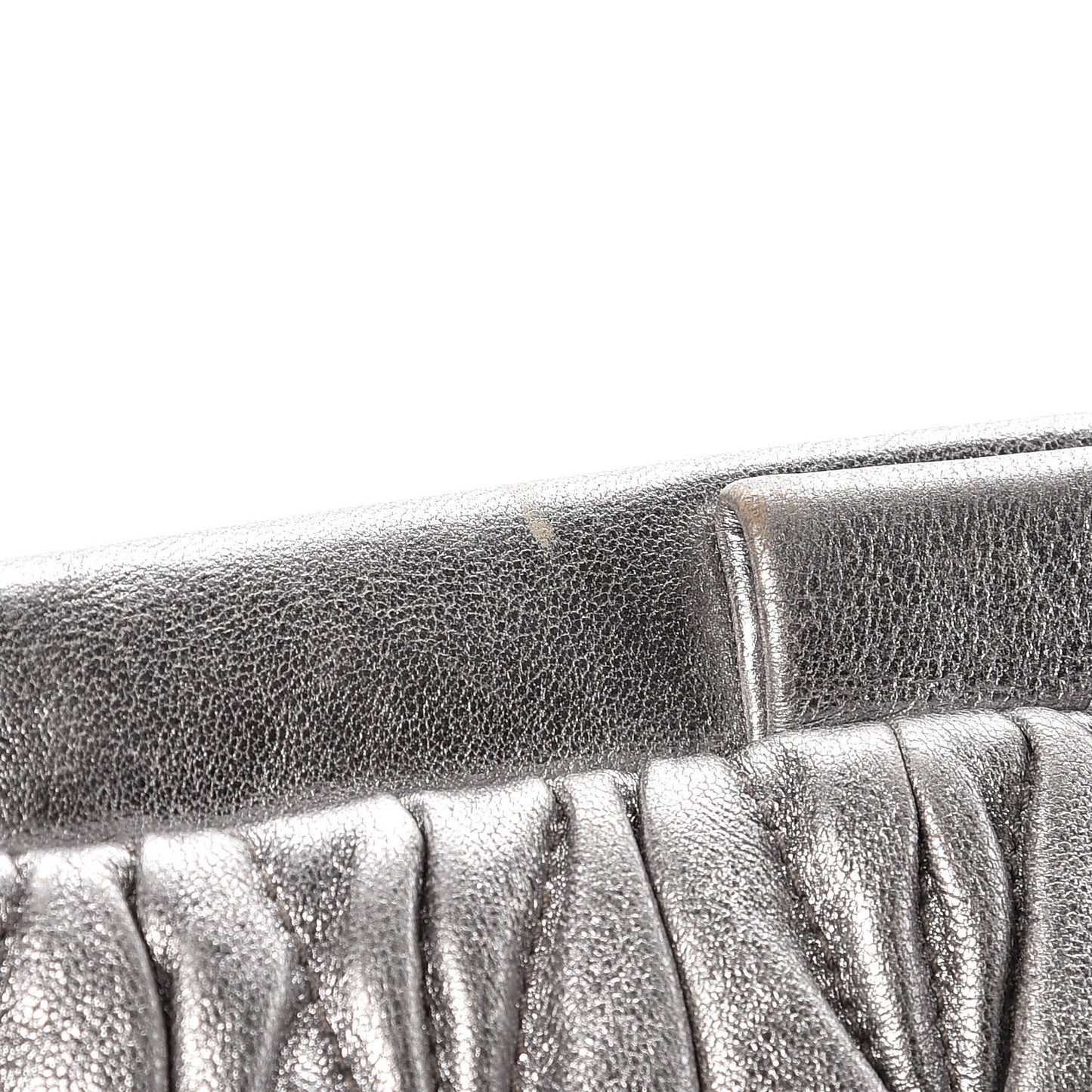 Metallic Nappa Matelasse Clutch Cromo