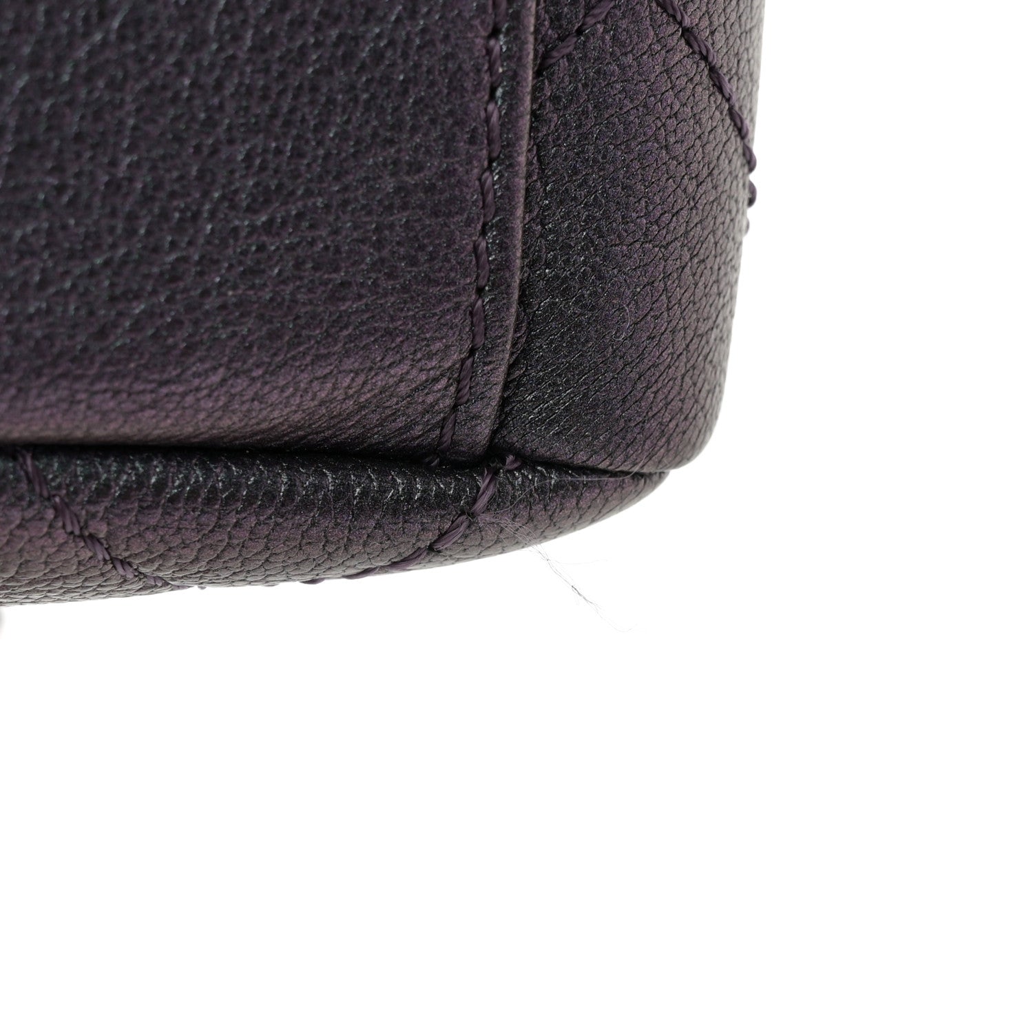 Chanel Iridescent Goatskin Quilted Small Double Carry Waist Chain Flap Purple 12 of 12