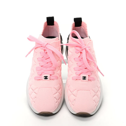 Chanel Mixed Fibers Quilted Womens CC Sneakers 38 Pink 5 of 10