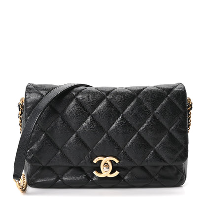 Chanel Shiny Caviar Quilted Large Chain Melody Flap Black 1 of 9