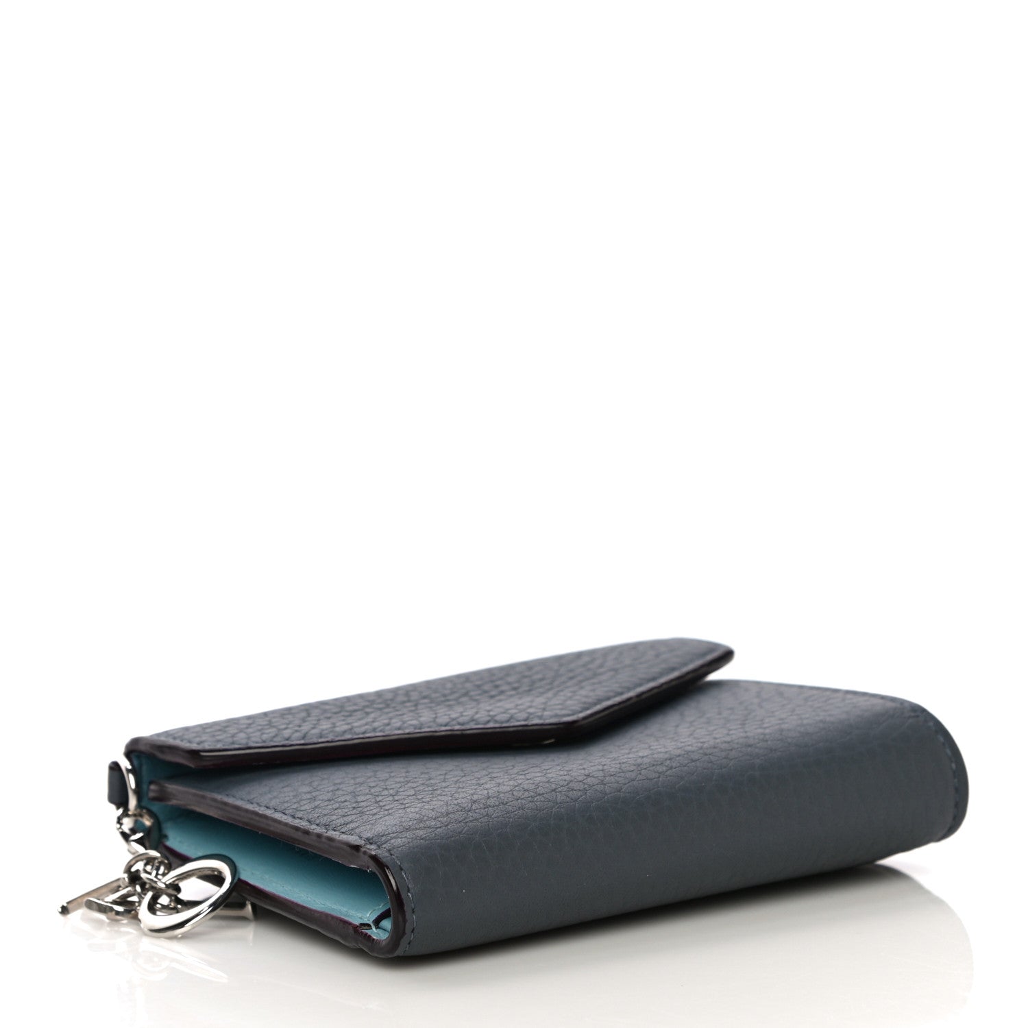 Christian Dior Bullcalf Diorissimo Medium Envelope Wallet Grey Blue 4 of 11