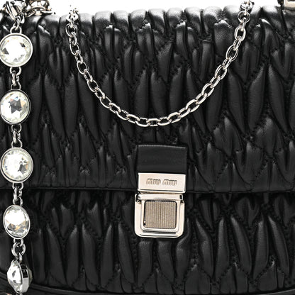 Miu Miu Nappa Matelasse Crystal Chain Crossbody Black 7 of 9