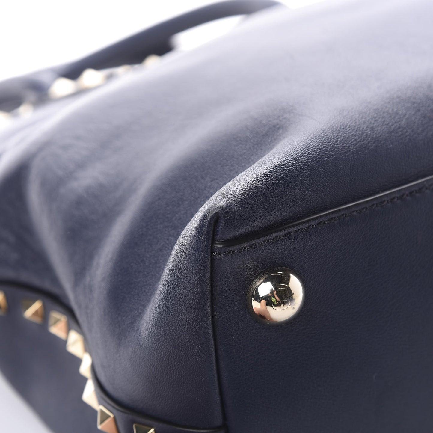 Vitello Rockstud Dome Satchel Marine