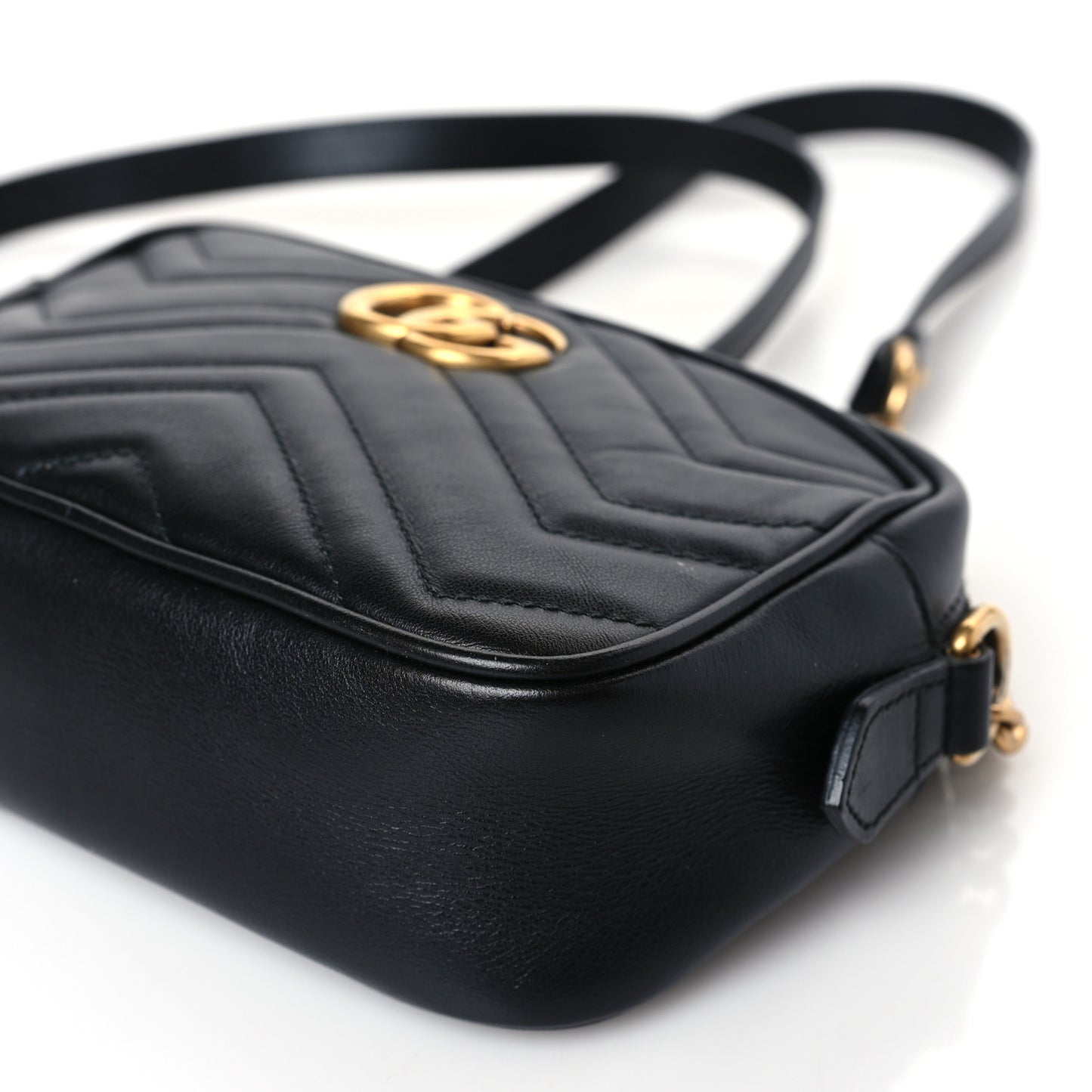 Calfskin Matelasse Mini GG Marmont Chain Shoulder Bag Black