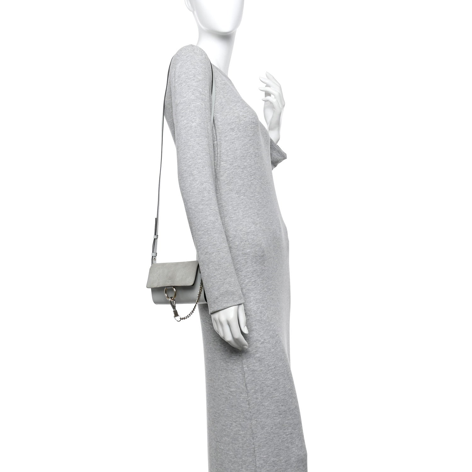 Chloe Suede Calfskin Mini Faye Shoulder Bag Airy Grey 2 of 10