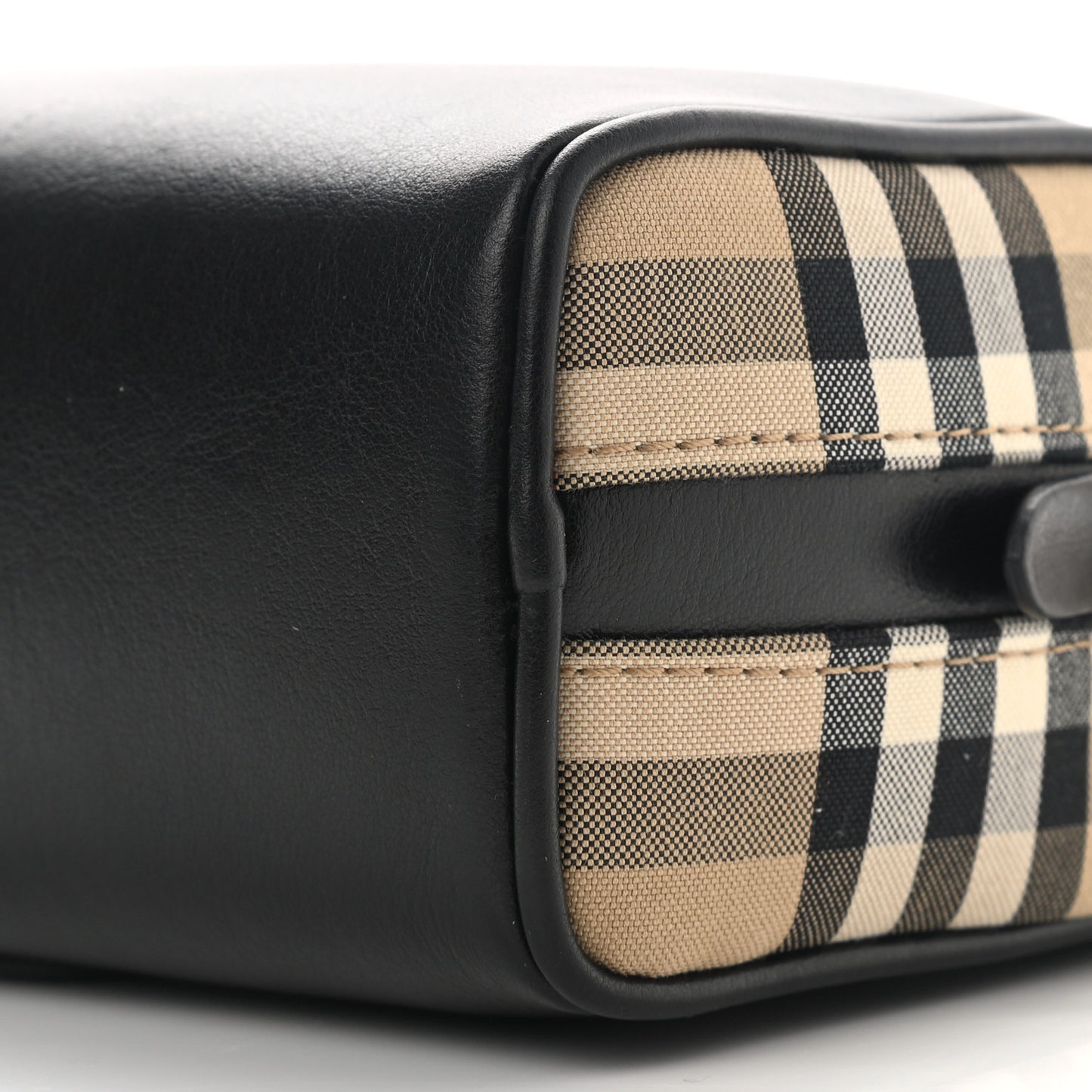 Calfskin Vintage Check Half Cube Crossbody Bag Black