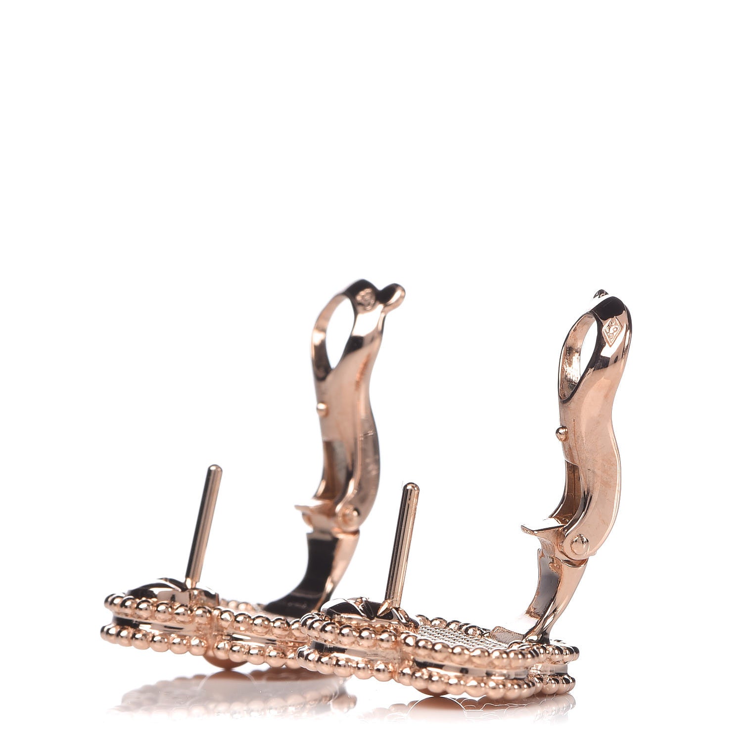 Van Cleef & Arpels 18K Rose Gold Vintage Alhambra Earrings 3 of 5