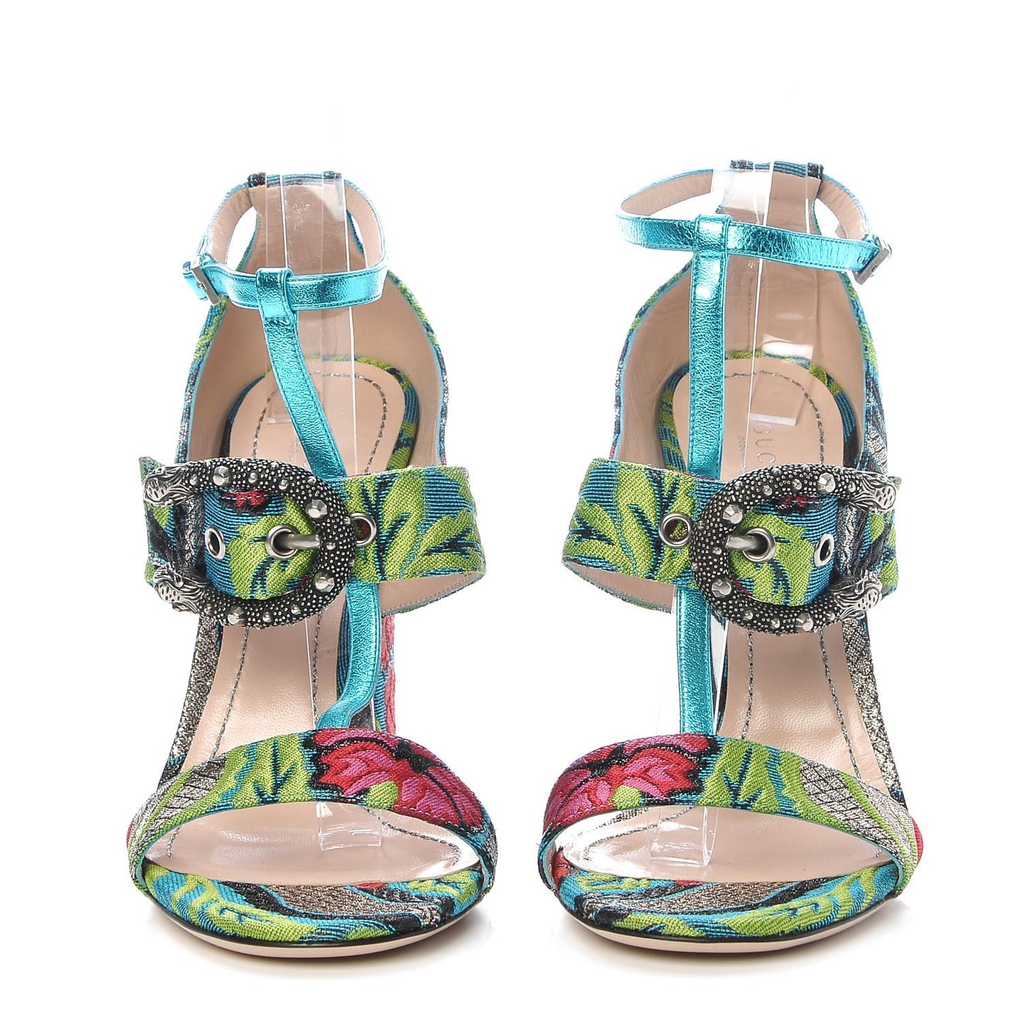 Brocade Floral Dionysus T-Strap High Heel Sandals 39 Multicolor