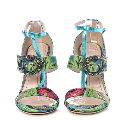 Gucci Brocade Floral Dionysus T-Strap High Heel Sandals 39 Multicolor 2 of 9