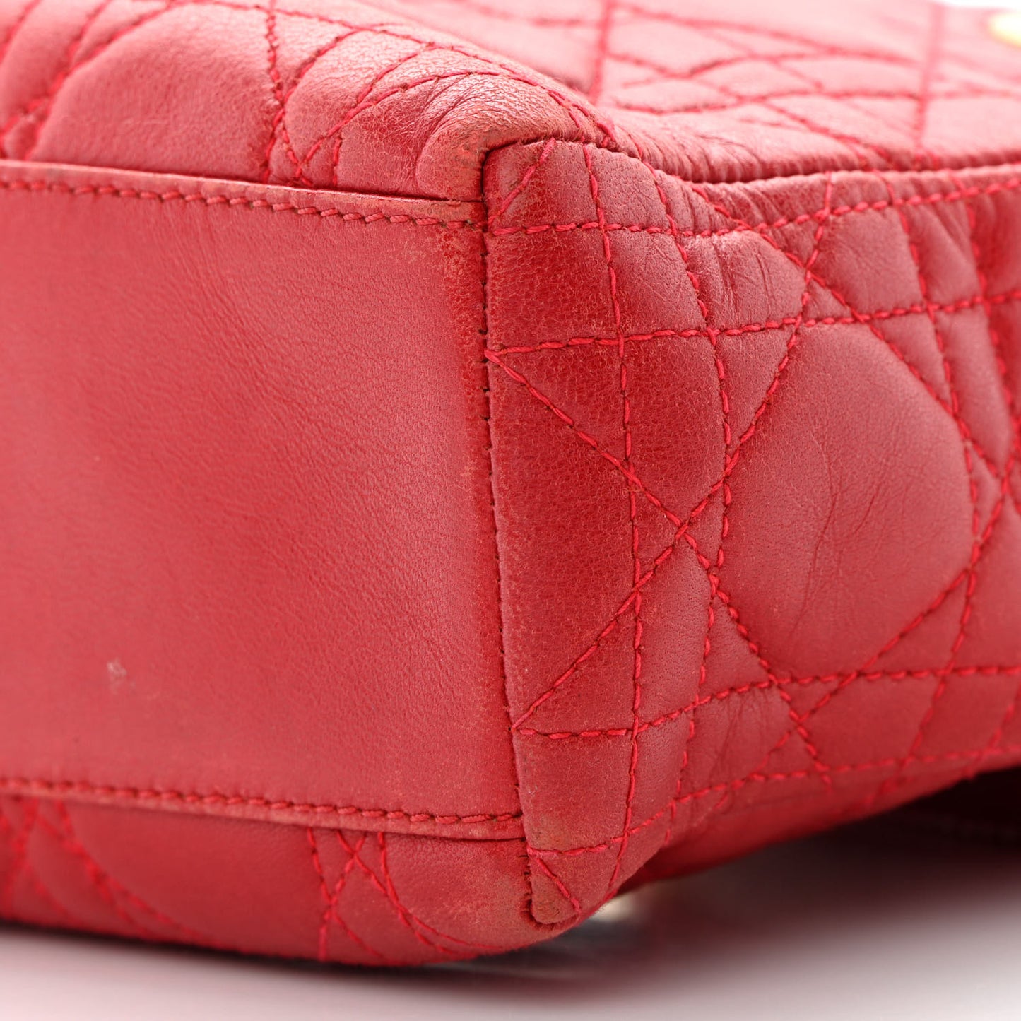Lambskin Cannage Mini Lady Dior Red