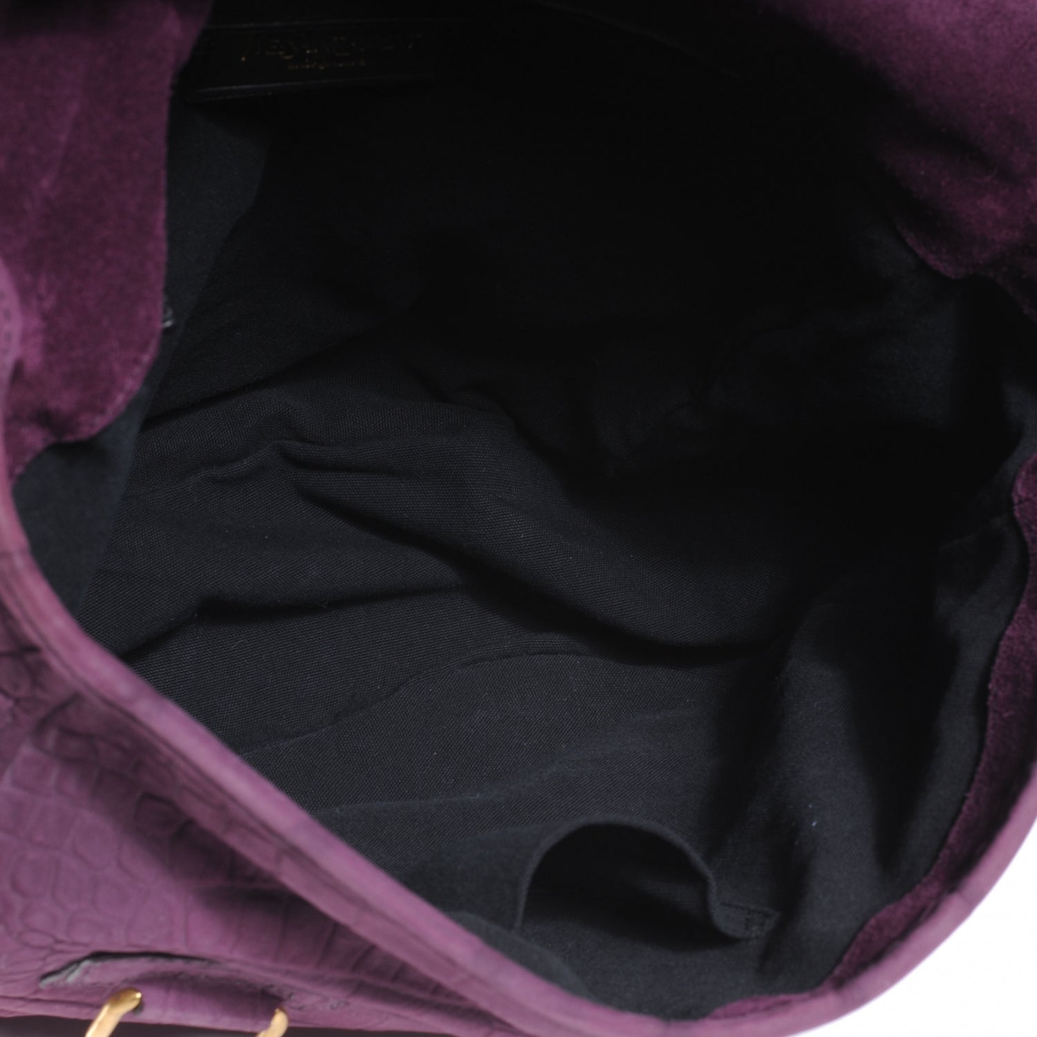 Saint Laurent Crocodile Embossed Nubuck Besace Shoulder Bag Purple 5 of 7
