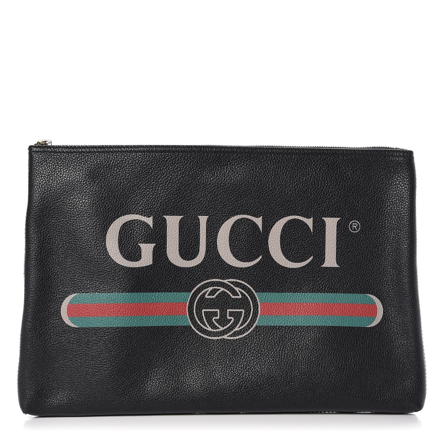 Pebbled Calfskin Large Logo Portfolio Clutch Black