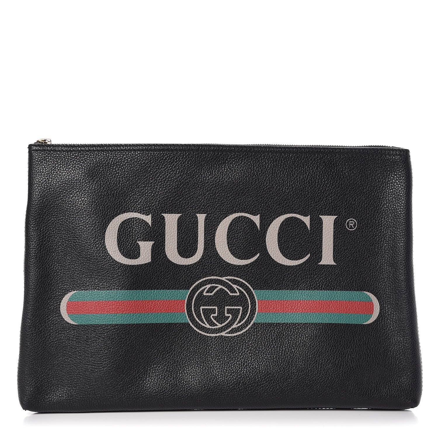 Gucci Pebbled Calfskin Large Logo Portfolio Clutch Black 1 of 7