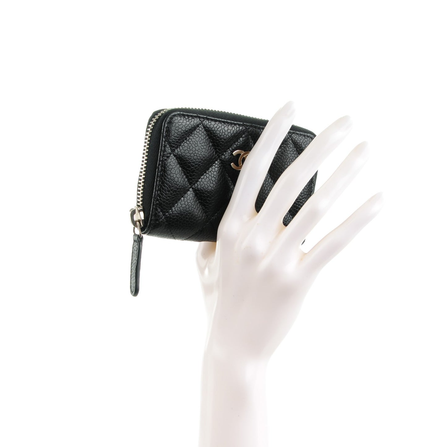 Caviar Quilted Zip Coin Purse Black