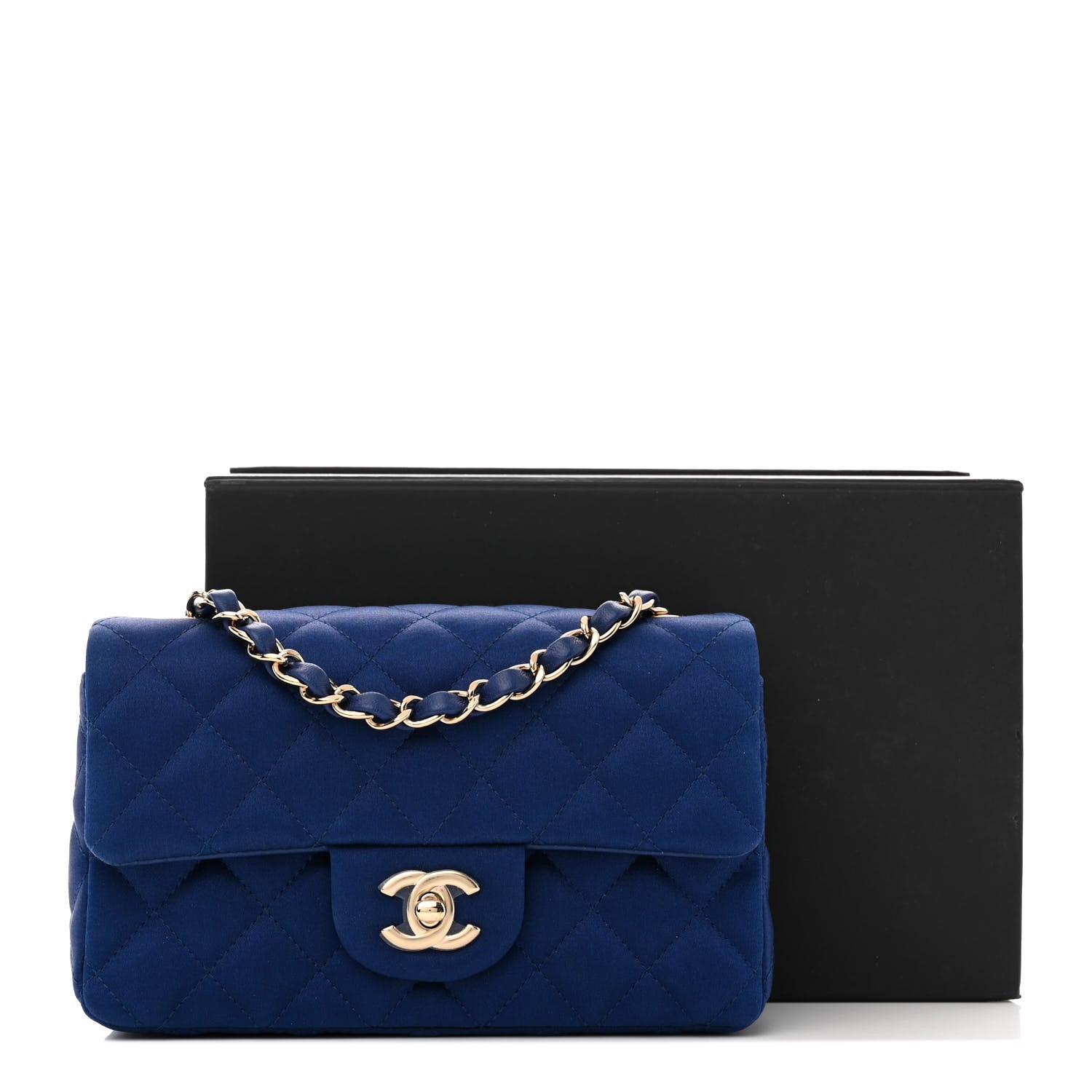 Chanel Satin Quilted Mini Rectangular Flap Blue 11 of 11