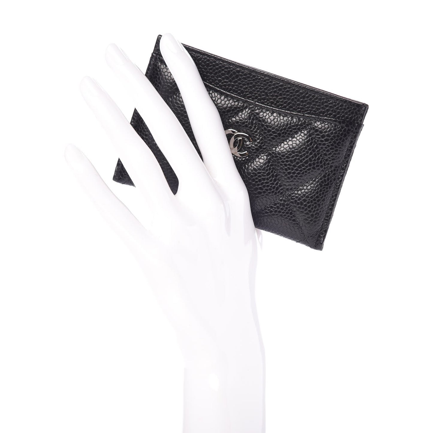 Caviar Quilted Card Holder Black