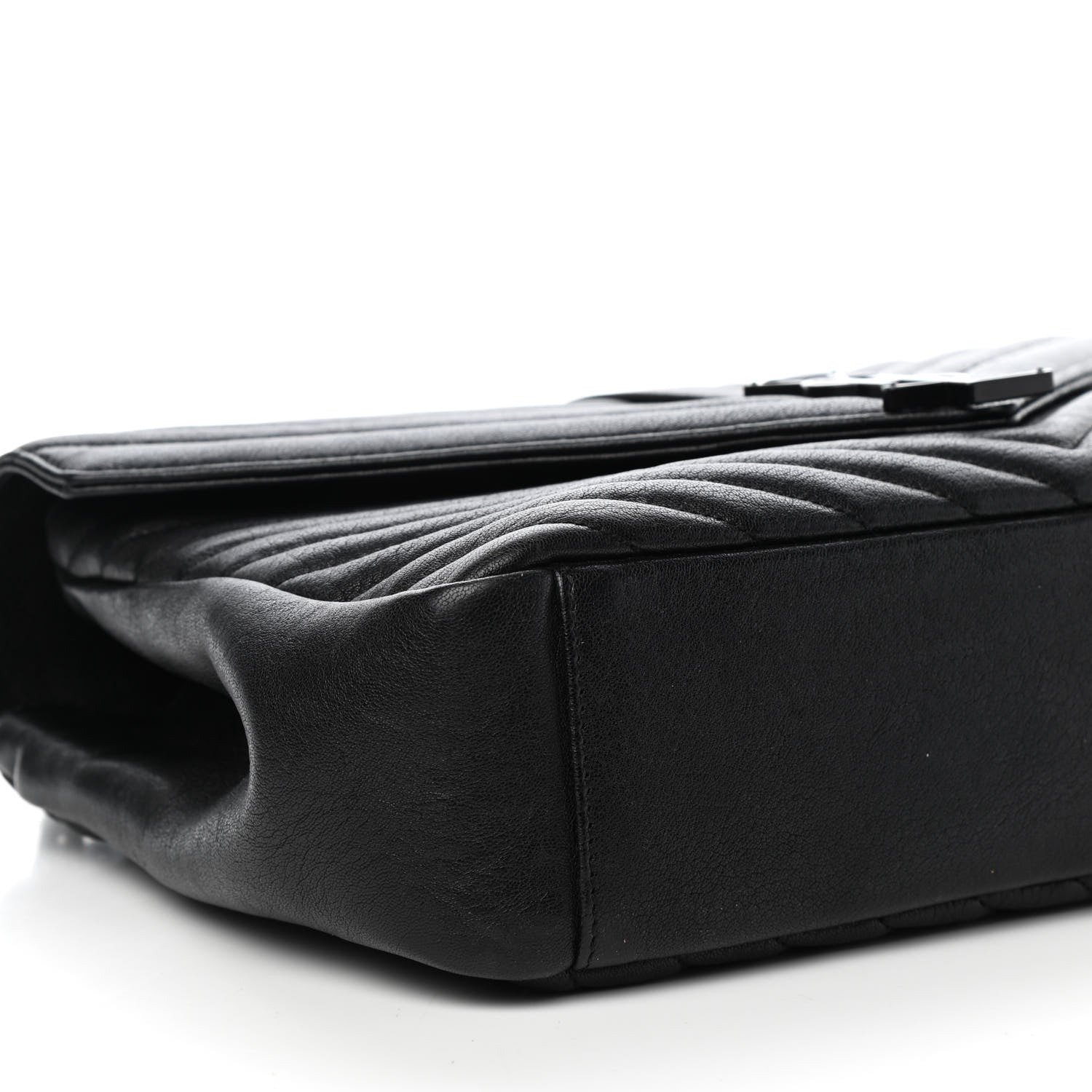 Saint Laurent Sheepskin Matelasse Chevron Monogram Monochrome Large College Satchel Black 8 of 9
