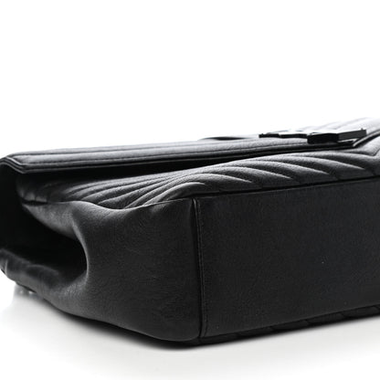 Saint Laurent Sheepskin Matelasse Chevron Monogram Monochrome Large College Satchel Black 14 of 18