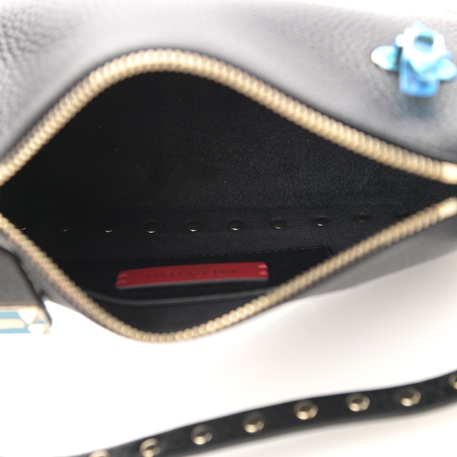 Valentino Garavani Pebbled Calfskin Small Rockstud Flip Lock Shoulder Bag Black 5 of 7